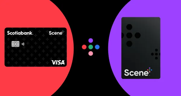 The Scotiabank Scene+ Visa Card and the Scene card together.